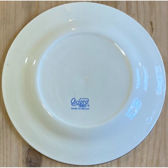 Two Oxford 7880-1 and Three 7890-1 Made Brazil 7 3/8" Black & White Bread Plates - Picture 2 of 4